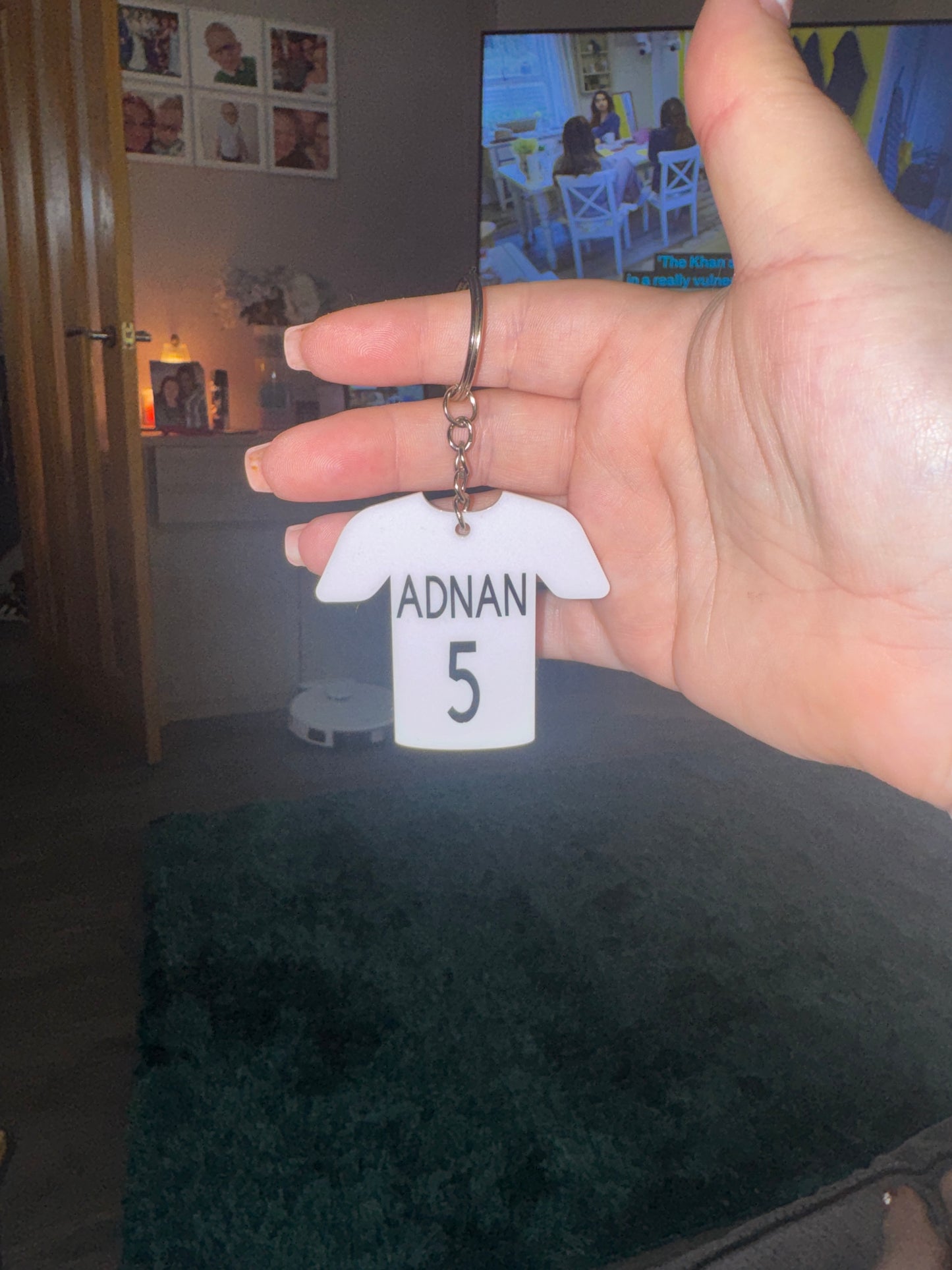 White acrylic Madrid theme keychain